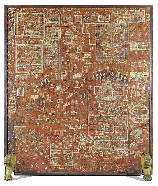 , Map of Jain sacred sites; pilgrimage painting [tirtha pata]